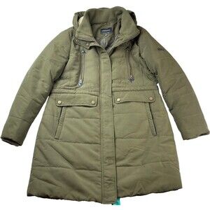 LUCKY BRAND OLIVE GREEN PARKA XL QUILTED HOODED COAT FAUX FUR LINED WINTER